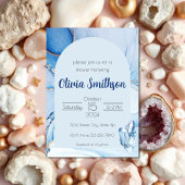 Invitation Douche de cristal bleu et or