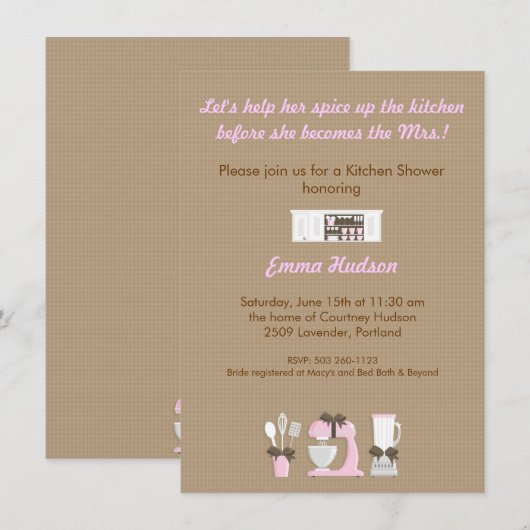 Invitation Douche de cuisine (Devant / Derrière)