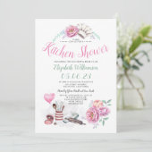 Invitation Douche de cuisine - Fête des mariées fleurie (Debout devant)