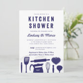 Invitation Douche de cuisine | Fête des mariées Marine Bleue (Debout devant)