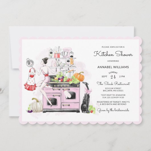 Invitation Douche de cuisine rétro (Devant)