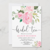 Invitation Douche de fête du thé à la nuptiale florale, rose  (Devant)