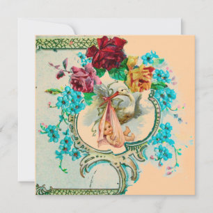 INVITATION DOUCHE DE FILLES BÉBÉ, ROSES ROSES ROSES ROSES ET 