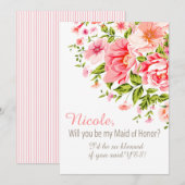 Invitation Douche de fleur serez-vous ma domestique d'honneur (Devant / Derrière)