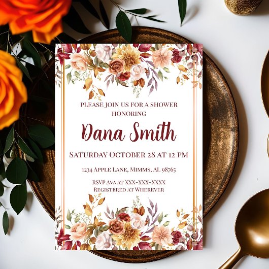 Invitation Douche de Fleurs Sauvages d'Automne Cha