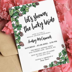 Invitation Douche de la Mariée Chanceuse Trèfle Réception de