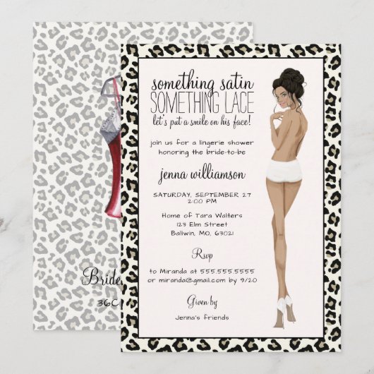 Invitation Douche de la mariée Empreinte de léopard (Devant / Derrière)