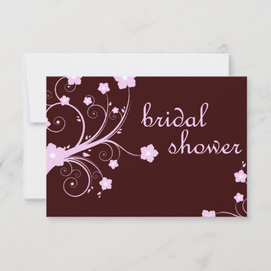 Invitation douche de la mariée : fleurs roses (Devant)