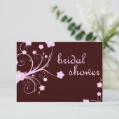 Invitation douche de la mariée : fleurs roses (Debout devant)