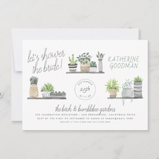 Invitation Douche de la mariée Moderne de verdure Houseplants (Devant)