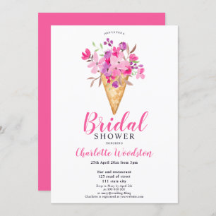 Invitation Douche de la nuptiale à crème glacée rose Floral