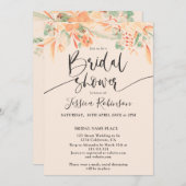 Invitation Douche de la nuptiale boho vert corail (Devant / Derrière)