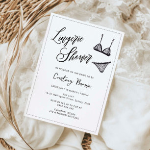 Invitation Douche de lingerie dessinée à la main minimaliste