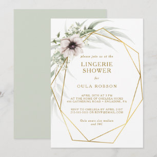 Invitation Douche de lingerie géométrique or eucalyptus