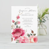 Invitation Douche de lingerie nuptiale en fleurs bleues (Debout devant)