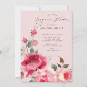 Invitation Douche de lingerie nuptiale en fleurs bleues (Devant)