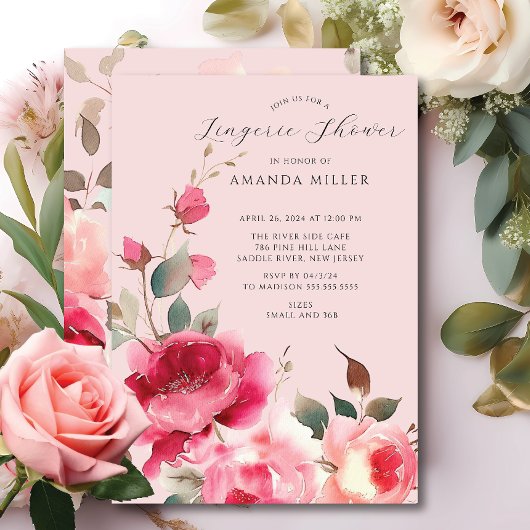 Invitation Douche de lingerie nuptiale en fleurs bleues