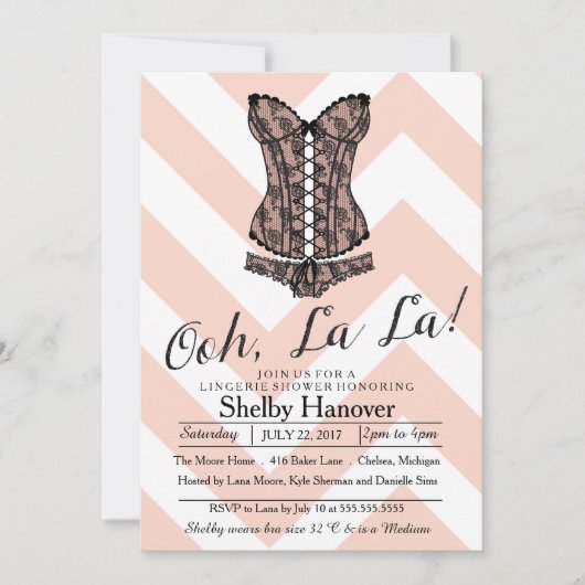 Invitation Douche de lingerie, ooh la | dentelle noire de che (Devant)