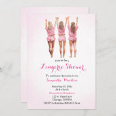 Invitation douche de lingerie rose  (Devant / Derrière)
