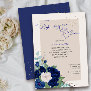 Invitation Douche de lingerie Royal Rose Blue Ivory Florale