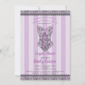 Invitation Douche de lingerie. Soirée mariée violette et élég (Devant)