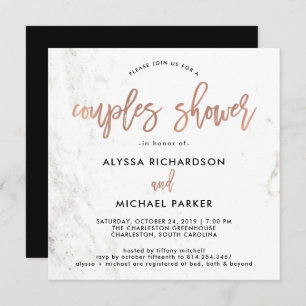 Invitation Douche de marbre moderne de couples du manuscrit  