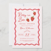 Invitation Douche de mariage amour fraise rouge sucrée (Devant)
