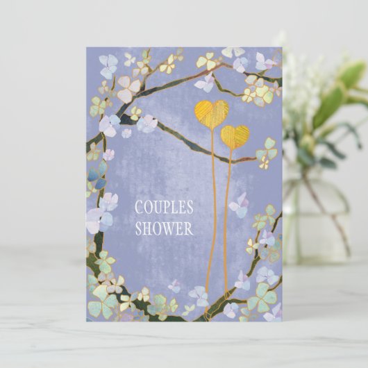 Invitation Douche de mariage bleu printemps doux Couples (Debout devant)