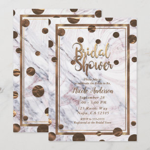 Invitation Douche de Mariage Bronze Cuivre Tourbillon Marbre