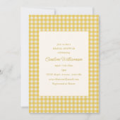 Invitation Douche de Mariage Classique Prépa en Gingham Jaune (Devant)