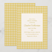 Invitation Douche de Mariage Classique Prépa en Gingham Jaune (Devant / Derrière)