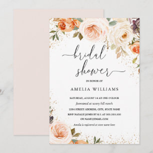Invitation Douche de Mariage Fleur Aquarelle Automne