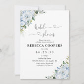 Invitation Douche de Mariage Florale Bleue Clair Romantique  (Devant)