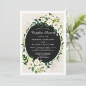 Invitation Douche de mariage pour couples aux fleurs blanches (Debout devant)