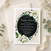 Invitation Douche de mariage pour couples aux fleurs blanches