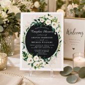 Invitation Douche de mariage pour couples aux fleurs blanches