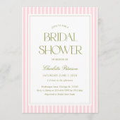 Invitation Douche de Mariage Rose Moderne à Rayures (Devant)