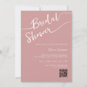 Invitation Douche de Mariage Rose Poussiéreuse QR Script (Devant)