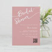 Invitation Douche de Mariage Rose Poussiéreuse QR Script (Debout devant)