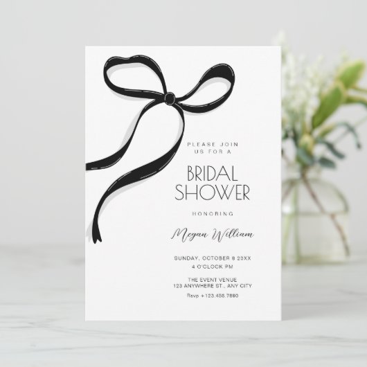 Invitation Douche de mariée à arc noir (Debout devant)