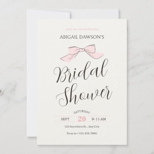Invitation Douche de mariée à arc souple rose (Devant)