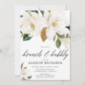 Invitation Douche de mariée à bulle blanche à fleurs magnolia (Devant)