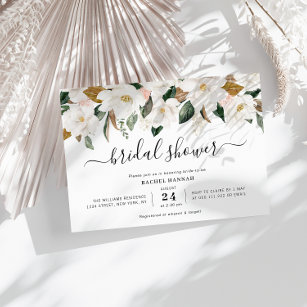 Invitation douche de mariée à fleurs magnolia
