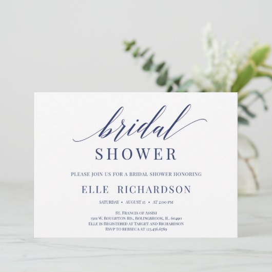 Invitation Douche de mariée à script rustique simple et éléga (Debout devant)