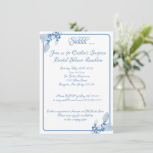 Invitation Douche de Mariée, Aquarelle Contour Bleu