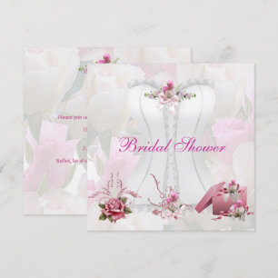 Invitation Douche de Mariée Blanc Corset Floral Rose