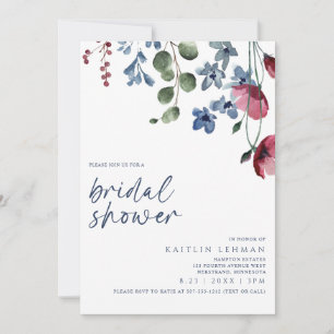 Invitation Douche de Mariée Bourdon & Fleur Sauvage Bleue