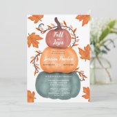 Invitation Douche de mariée citrouille bleu-orange (Debout devant)