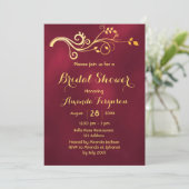 Invitation Douche de mariée classique en or bordeaux (Debout devant)