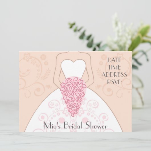 Invitation Douche de mariée classique rose vif (Debout devant)
